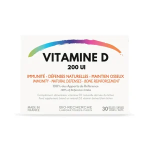 Bio-Recherche Vitamine D 200 Ui Immunite, Défenses Naturelles et Maintien Osseux 30 Gélules | ParaforYou Maroc