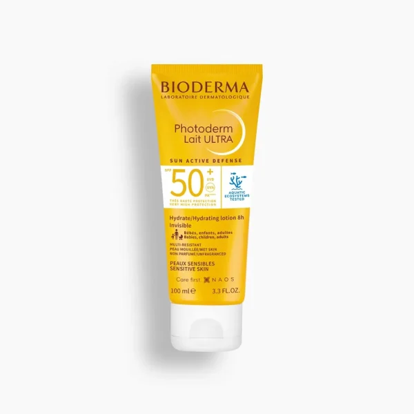 Photoderm Lait Ultra SPF50+ 100 ml – Bioderma Bioderma Photoderm Lait Ultra SPF50+ 100 ml – protection solaire corps | ParaforYou Maroc