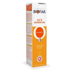 Biofar ACE Sélénium-Zinc Antioxydant Effervescents 20 Comprimés – compléments vitalité et immunité | ParaforYou Maroc