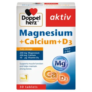 Doppel Herz Aktiv Magnesium+Calcium+D3 30 Comprimés – compléments articulations et os | ParaforYou Maroc
