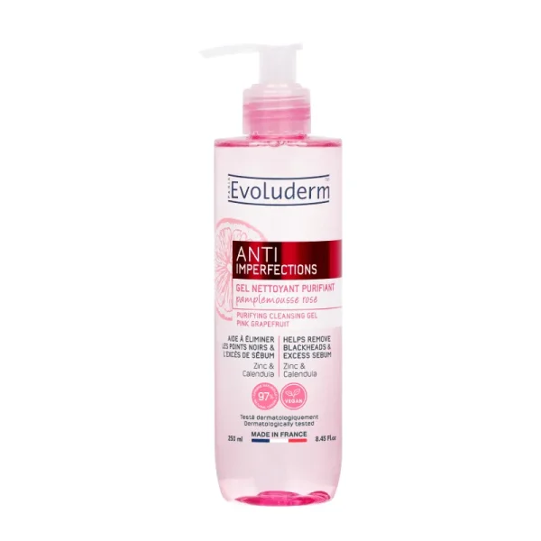 Gel Nettoyant Purifiant Anti-Imperfection 250 ml – Evoluderm Evoluderm Gel Nettoyant Purifiant Anti-Imperfection 250 ml – nettoyant visage | ParaforYou Maroc