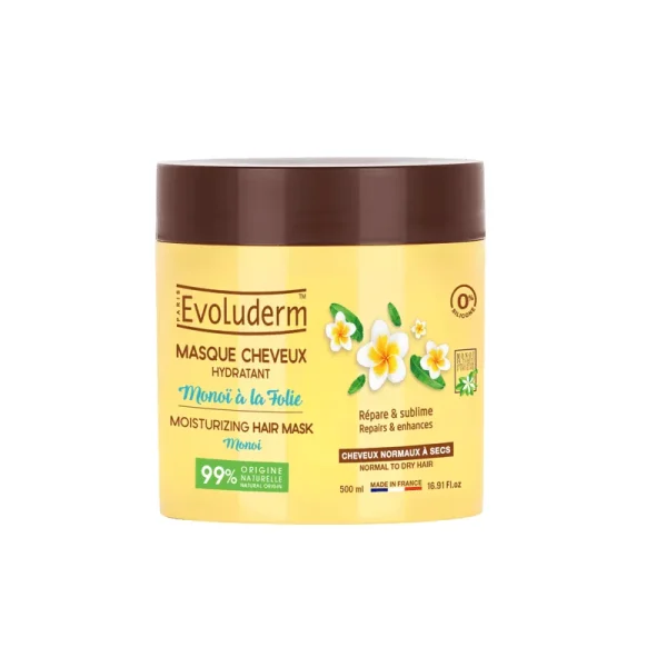 Masque Cheveux Monoï à la Folie 500 ml – Evoluderm Evoluderm Masque Cheveux Monoï à la Folie 500 ml – après-shampoings et soins capillaires | ParaforYou Maroc