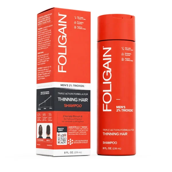 Triple Action Men’s 2% Trioxidil Shampoo (shampoing Anti-Chute) 236 ml – Foligain Foligain Triple Action Men’s 2% Trioxidil Shampoo (shampoing Anti-Chute) 236 ml – soins anti-chute | ParaforYou Maroc