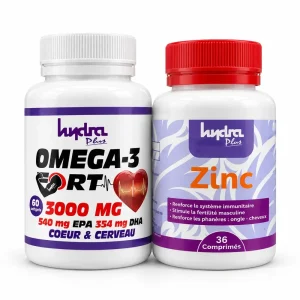 Hydra Plus PACK HYDRA PLUS Omega 3 Fort 60cps+Zinc 36cps Pack – packs et coffrets | ParaforYou Maroc