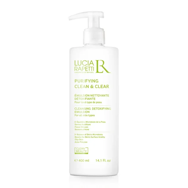 Purifying Clean et Clear Émulsion Nettoyante Detoxifiante 400 ml – Lucia Rapetti Lucia Rapetti Purifying Clean et Clear Émulsion Nettoyante Detoxifiante 400 ml – nettoyant visage | ParaforYou Maroc