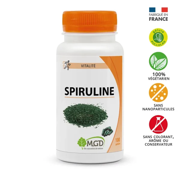 Vitalité Spiruline 100 Comprimés – MGD Nature MGD Nature Vitalité Spiruline 100 Comprimés – compléments vitalité et immunité | ParaforYou Maroc