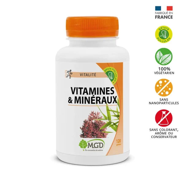 Vitalité Vitamines et Minéraux 120 Gélules – MGD Nature MGD Nature Vitalité Vitamines et Minéraux 120 Gélules – compléments vitalité et immunité | ParaforYou Maroc