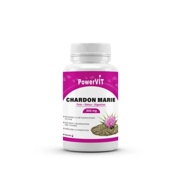 Chardon Marie 60 Gélules – Powervit Powervit Chardon Marie 60 Gélules – compléments alimentaires | ParaforYou Maroc