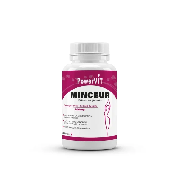 Minceur 400mg 30 Gélules – Powervit Powervit Minceur 400mg 30 Gélules – compléments minceur et détox | ParaforYou Maroc