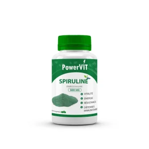 Powervit Spiruline 500mg 120 Comprimés – compléments vitalité et immunité | ParaforYou Maroc