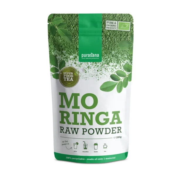 Super Food Tea Moringa Poudre Bio 200 g – Purasana Purasana Super Food Tea Moringa Poudre Bio 200 g – compléments alimentaires | ParaforYou Maroc