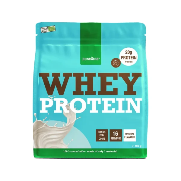 Whey Protein 80% Poudre Bio 400 g – Purasana Purasana Whey Protein 80% Poudre Bio 400 g – compléments alimentaires | ParaforYou Maroc