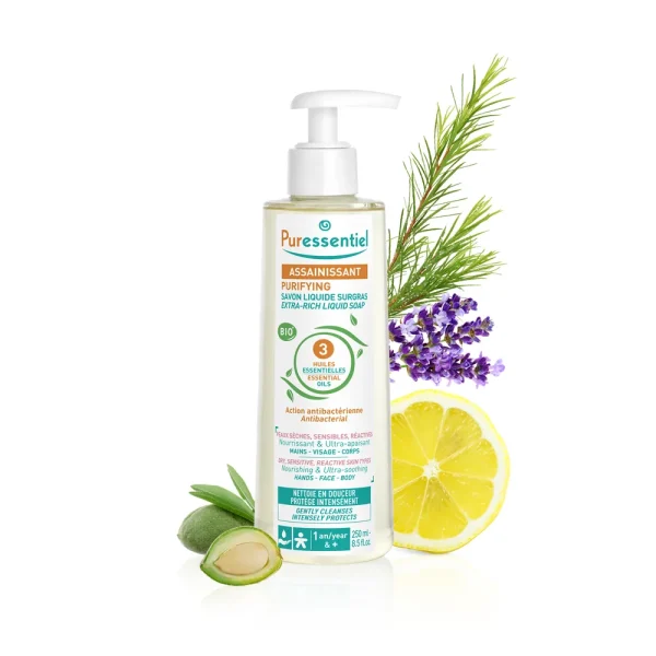 Assainissant Savon Liquide Surgras 250 ml – Puressentiel Puressentiel Assainissant Savon Liquide Surgras 250 ml – hygiène du corps | ParaforYou Maroc