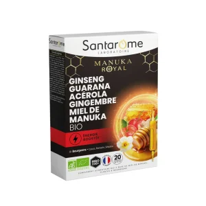 Bio Manuka Royal Ginseng, Guarana, Acerola, Gingembre et Miel de Manuka Énergie Boostée Ampoules – Santarome Santarome Bio Manuka Royal Ginseng, Guarana, Acerola, Gingembre et Miel de Manuka Énergie Boostée Ampoules | ParaforYou Maroc