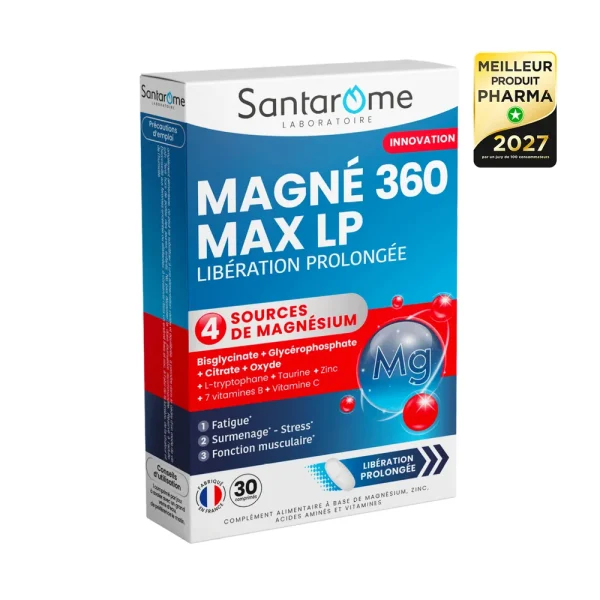 Magne 360 Max LP 30 Comprimés – Santarome Santarome Magne 360 Max LP 30 Comprimés – compléments alimentaires | ParaforYou Maroc