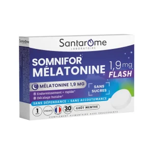 Santarome PHYTO Somnifor Mélatonine Flash 1,9mg Endormissement Rapide Goût Menthe 30 Comprimés | ParaforYou Maroc