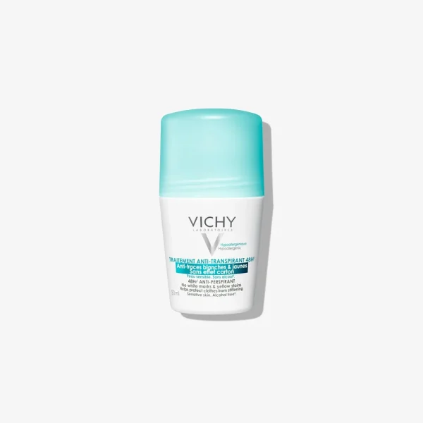 Déodorant Roll-On Traitement Anti-Transpirant Anti-Traces Blanches et Jaunes 48h 50 ml – Vichy Vichy Déodorant Roll-On Traitement Anti-Transpirant Anti-Traces Blanches et Jaunes 48h 50 ml | ParaforYou Maroc